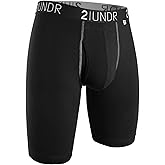 2UNDR Mens The Swingshift Long Leg Brief Black/grey L