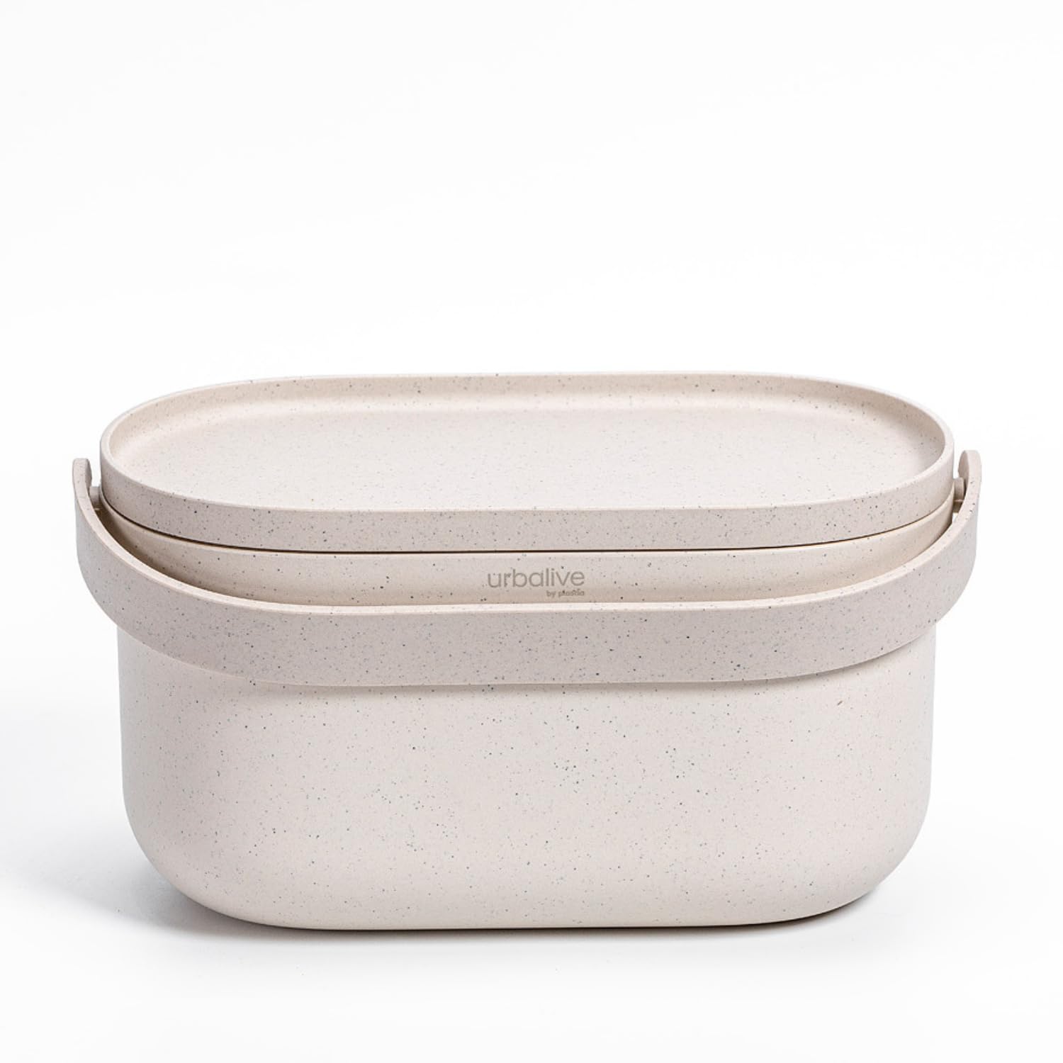 Plastia Urbalive Design Compost Bin, 4 L, Beige with Coffee Grounds, Small Kitchen Bin for Organic Waste, Includes Organic Waste Bag