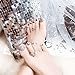 Urberry Set of 24 False Nail for Toe Chic Exquisite Bling Rhinstones Bridal Fake Nail for Toes Full Cover Nail Tips - Press on Nail Short Square with Glue and Adhesive Tab for women and girls