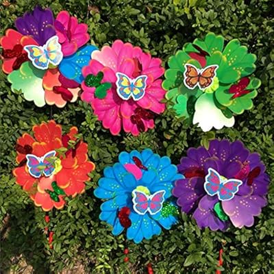 Eapts Wind Spinner Windmill Cartoon Butterfly Flower Garden