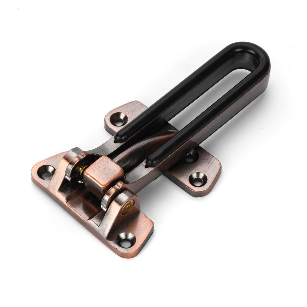 Black U Swing Bar Lock Door Guard for Hinged Swingin Doors, Secondary