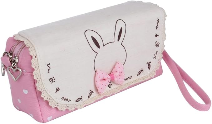 Amazon Co Jp うさぎ リボン かわいい ペンケース レース ハート柄 大容量 ポーチ ピンク ホビー 通販