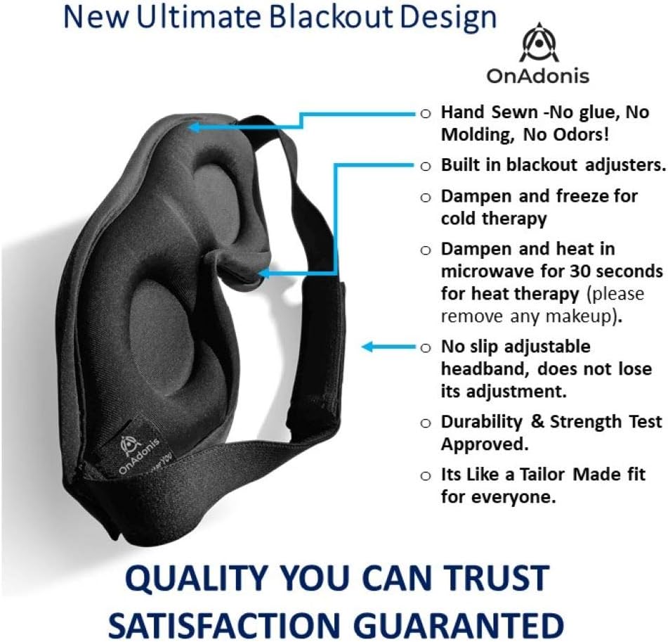 OnAdonis Sleep Mask-Blackout Eye Mask for Sleeping, Quality Comfort 3d Concave No Eyelid Pressure Eye Cover for Men Women Travel Yoga Meditation: Health & Personal Care
