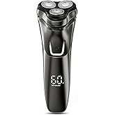 Electric Razor for Men Cordless: Wet/Dry Rotary Shaver Waterproof - USB Fast Charging & Sensitive Skin Care - Pop up Trimmer & Precision Blades Upgraded Elegant Black