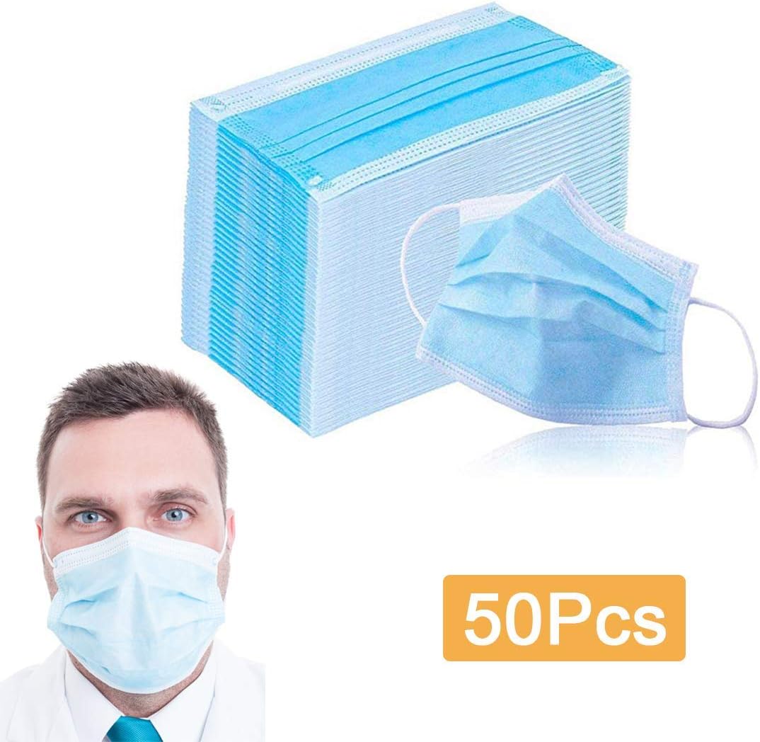 50pcs Disposable Face Mouth Mask Earloop Dust Protective Face Mask Dust Filter Mouth Cover for Medical Surgical Mask Breathable Protective Masks with Non-Toxic Safety Mask