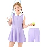 GroYolan Girls Tennis Dress with Shorts Sleeveless Athletic Dress Polo Golf Outfit with 2 Pockets for Sports Workout