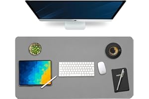Vine Creations Leather Desk Mat Large 36" x 20", Desk Protector Mat, PU Leather Desk Pad, Non-Slip Large Mouse Pad, Desk Blotter, Desk Pads on Top of Desks, Home Office Desk Matt for Desktop (Gray)
