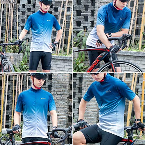 ROTTO Cycling Jersey Mens Bike Shirt Short Sleeve Gradient Color Series