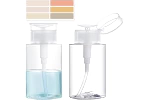 EOMHEPT 2 Pack Push Down Pump Dispenser, Empty Pump Bottle Dispenser with DlY Lables for Nail Polish, Makeup Remover, Alcohol, Facial Toner 5.1oz/150ML