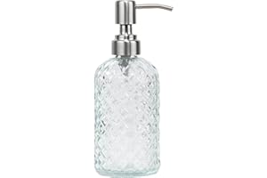 16 Oz Soap Dispenser with 304 Rustproof Stainless Steel Pump, Kitchen, Bathroom Soap Dispenser， Refillable Liquid Glass Soap 