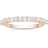 SHINYSO Wedding Band for Women Cubic Zirconia Ring Baguette Round Thin Stackable Rings Eternity Band for Her Size 4-10