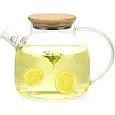 WHJY Clear Glass Teapot Glass Pots for Cooking on Stove Clear Teapots with Infuser for Loose tea, Kettle Teapot for Loose Leaf for Boiling Water -50 oz