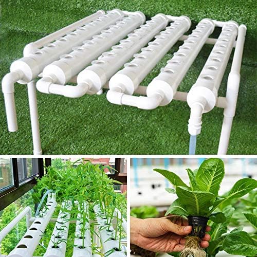 Sorliva 54 Holes Horizontal Hydroponic Piping Site Grow Kit Flow DWC Deep Water Culture Planting Box System