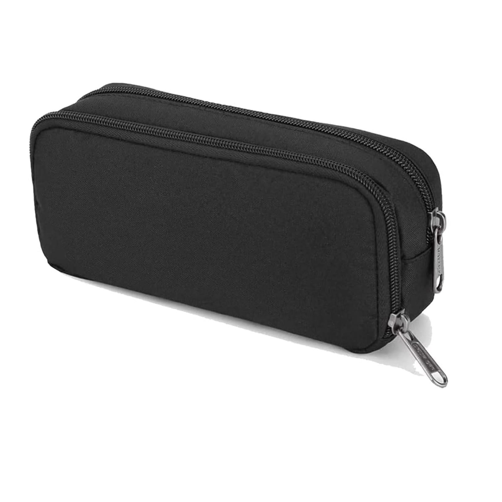 Gunwon Black Stationery Pencil Case, Large Capacity Zip Compartment Bag for School Office Stationary Supplies