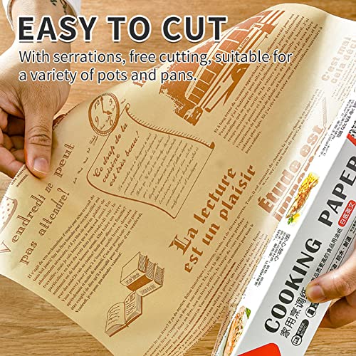2 Rolls Parchment Paper for Baking, 26FT High Temperature Resistant Waterproof and Greaseproof Baking Paper Suitable, For Cooking、Grilling、Steaming and Air Fryer (Brown and White)