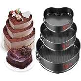 Aunewmei KitchenTools Set of 3 (8/9/10 Inch) Springform Heart Cake Pans Leakproof Nonstick Cheese Heart cake Mould with Removable Bottom Carbon Steel Bakeware A unique gift for baking enthusiasts