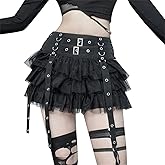 XCJIKUKE Women Gothic Mini Skirt Fairy Grunge Punk High Waisted A-Line Pleated Skirts Y2k E-Girl Long Maxi Skirt