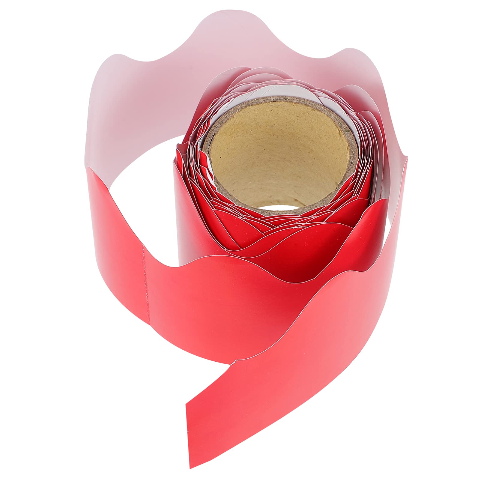 Milisten 5M Scalloped Bulletin Board Border Bulletin Borders Stickers Border Trim Chalkboard Sticker for Desks Locker Displays Homeschool Classroom Red