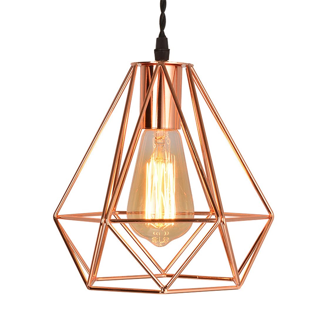 Retro Rose Gold Ceiling Light Wire Basket Metal Basket Pendant Light Shade Lampshade Bedroom Industrial Chandelier Lamp Shade Lights Fittings
