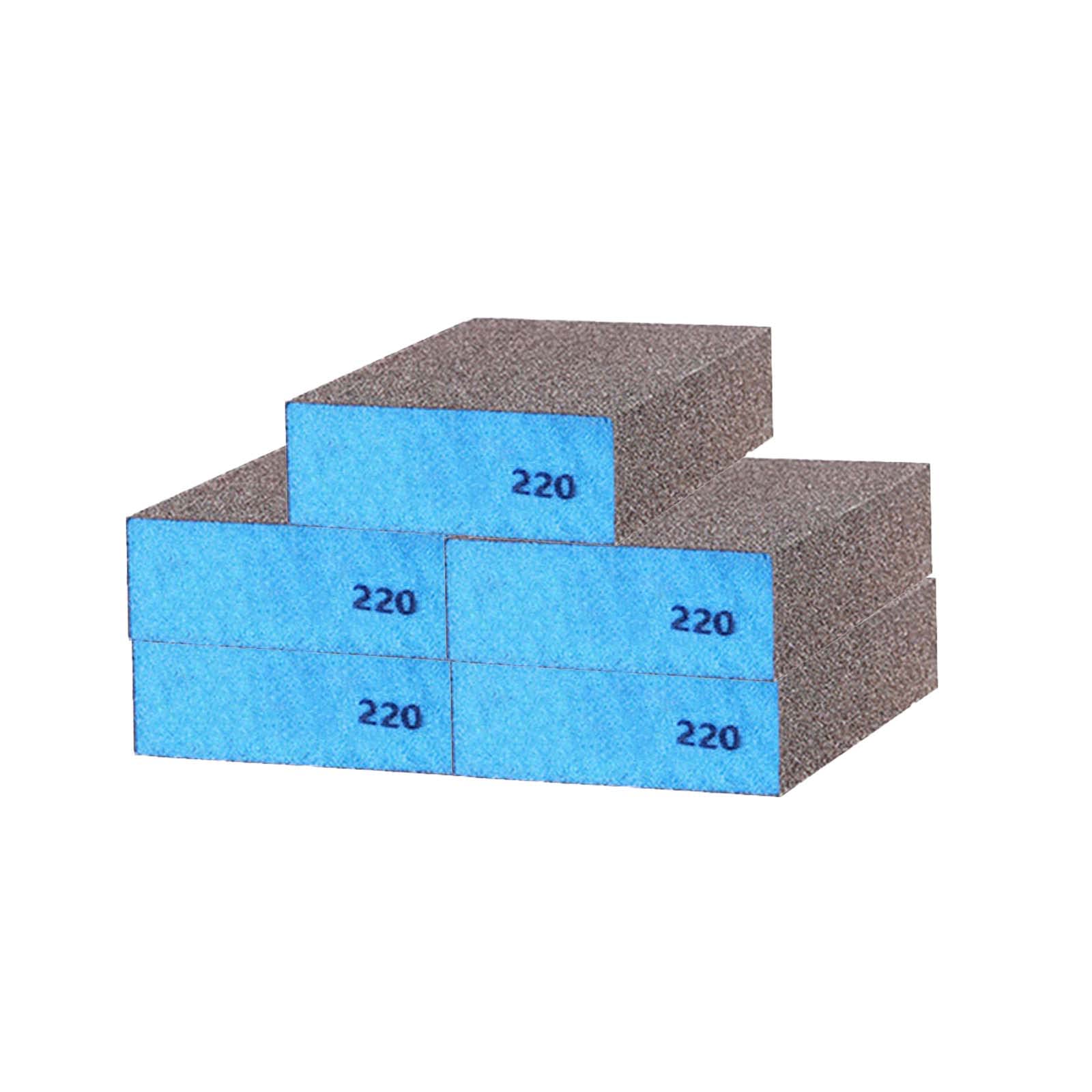 Sanding Blocks Wet and Dry Dual-use Sandpaper, Sanding Sponges 220 Grits Washable and Reusable Wood, Walls, Cars & Metal 5PCS