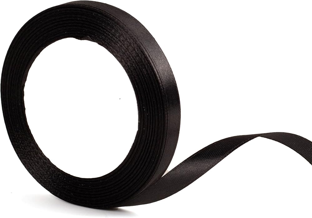 YAAVAAW 22m 10mm Thin Black Satin Ribbon Gift Wrapping Halloween