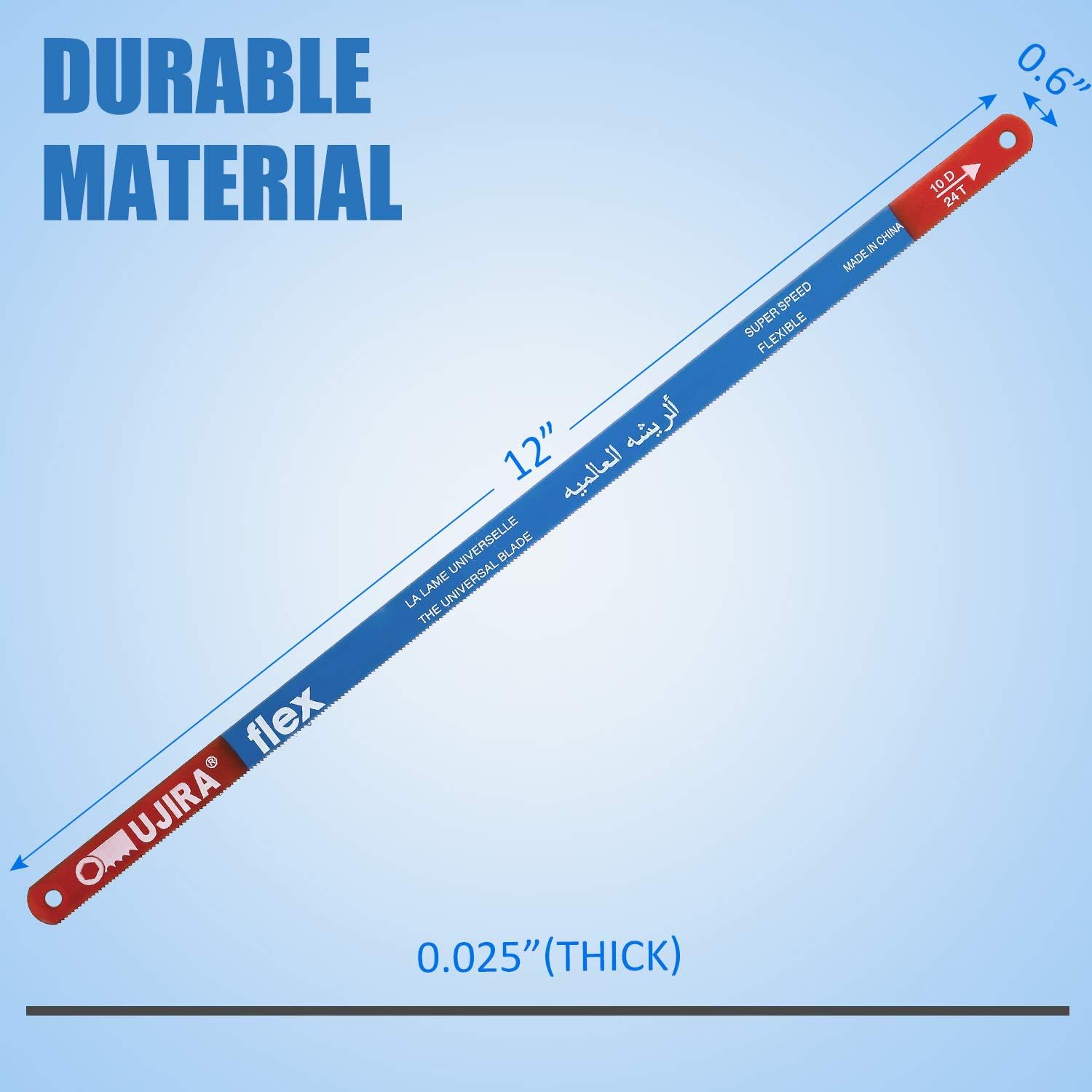 Mudder 20 Pieces Hacksaw Replacement Blades, 18 Teeth & 24 Teeth Per Inch, 12 Inch Length, Metal Cutting Blades - Image 3