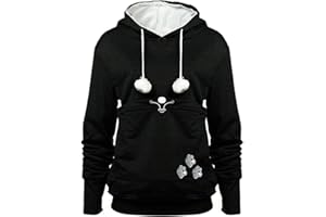 jessie Womens Pouch Hoodie Big Kangaroo Little Pet Dog Cat Carrier Sweatshirts (Black,XXXL)