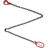 Kivomot Grade 80 Single-Leg Chain Sling, 5/16 in Chain x 6 ft, WLL 4,400 lb, Oblong Master Link & Clevis Sling Hook