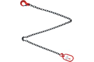 Kivomot Grade 80 Single-Leg Chain Sling, 5/16 in Chain x 6 ft, WLL 4,400 lb, Oblong Master Link & Clevis Sling Hook