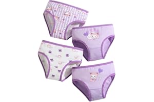 Girls Briefs Underwear Toddler Cartoon Print Soft Breathable Elastic Cotton Boyshort Panties 4 Pack
