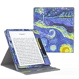 MoKo Case Fits All-New Kindle Oasis (9th and 10th Generation ONLY, 2017 and 2019 Release), Multi Angle Viewing Vertical Flip Cover with Auto Wake/Sleep - Starry Night