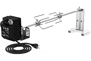 onlyfire Universal BBQ Grill Rotisserie Kit for Most Gas Grills, Include 110V 4W Electric Motor, 4-Prong Meat Forks and 28" S