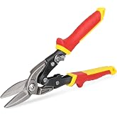 HURRICANE 10 Inch Aviation Tin Snips, Premium CR-MO Blade Straight Cut Metal Shears, High-Leverage for Sheet Metal, HVAC, Gutter and DIY Projects, with Safety Lock &amp; Comfort Grip Handle
