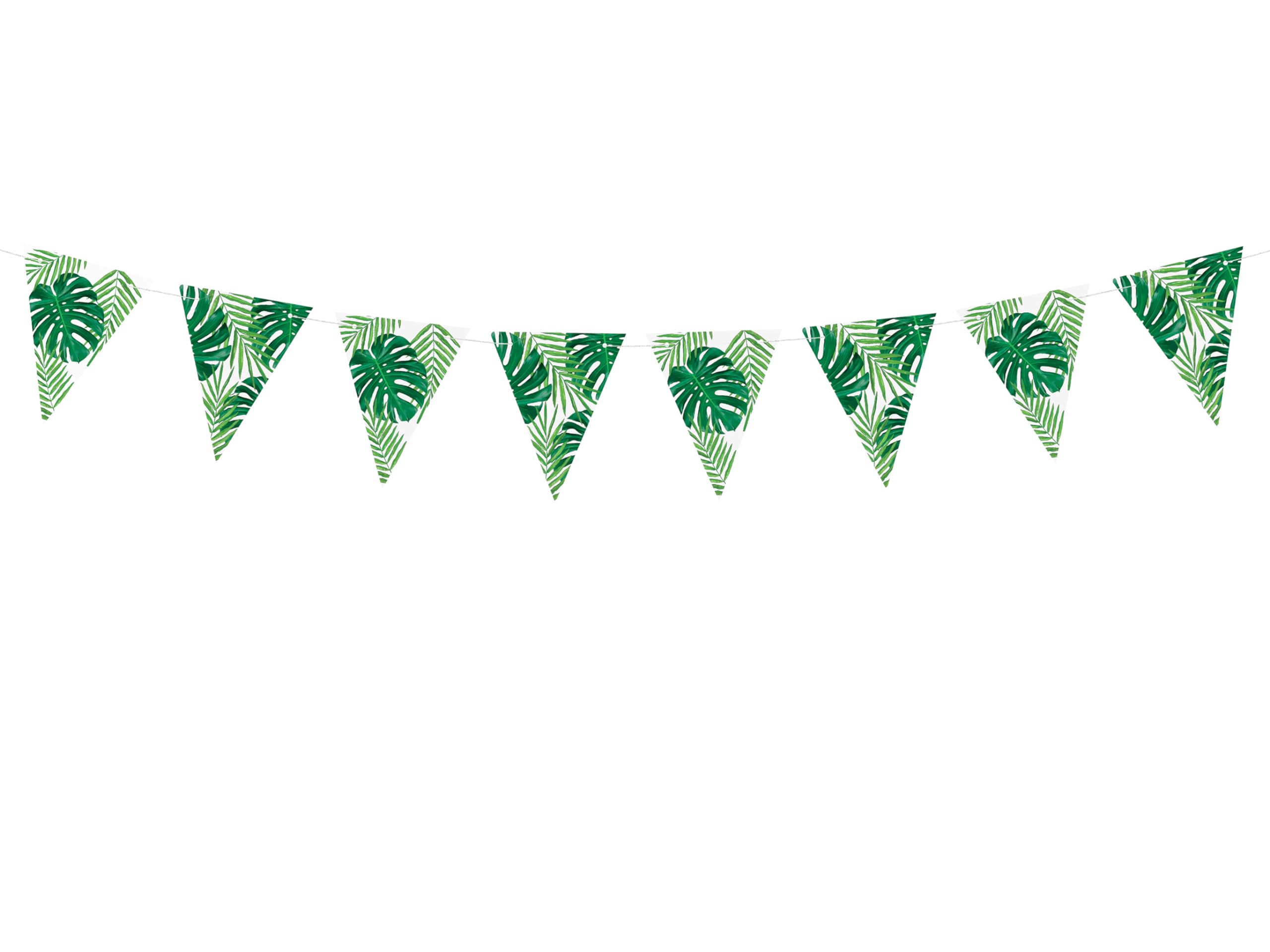 PartyDeco Tropical Leaves Cardboard Bunting 15 cm x 1.3 m – Green – One Size