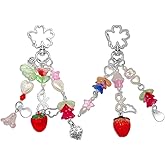 Nalefow 2 Pieces Cute Keychain Sweet Strawberry Keychain Aesthetic Y2K Accessory Flowers Keychains for Car Keys Bags Purse