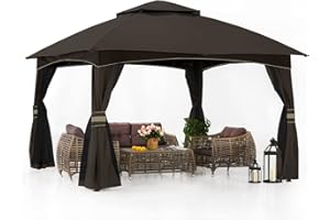 ABCCANOPY 10x12 Outdoor Gazebo - Patio Gazebo with Mosquito Netting, Outdoor Canopies for Shade and Rain for Lawn, Garden, Backyard & Deck (Brown)