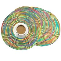 ARTBECK Round Placemats Rainbow Woven Placemats Non-Slip Colorful Bowl Mat for Dining Table, Kitchen, Party, Heat Resistant Placemats Set of 4 (Rainbow, 4 Pack | 15 in)