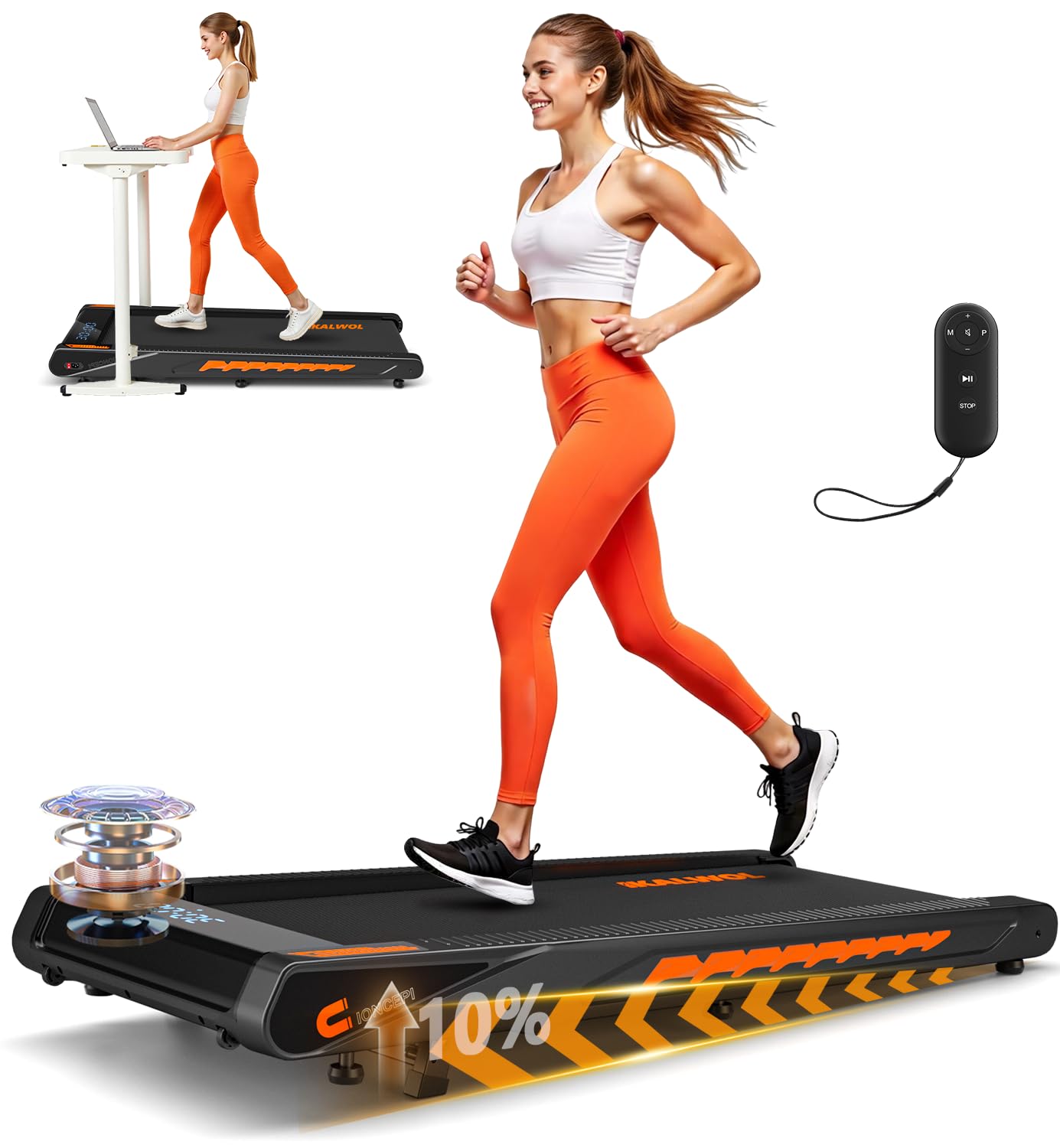 Photo 1 of Walking Pad Treadmill with Speaker, 4-in-1 6.2MPH Treadmills for Home with App Compatible, Walking Pad with 10% Incline, LED Display, 2.75HP Brushless Drive, 350 LB Weight Capacity, 12 HIIT Programs