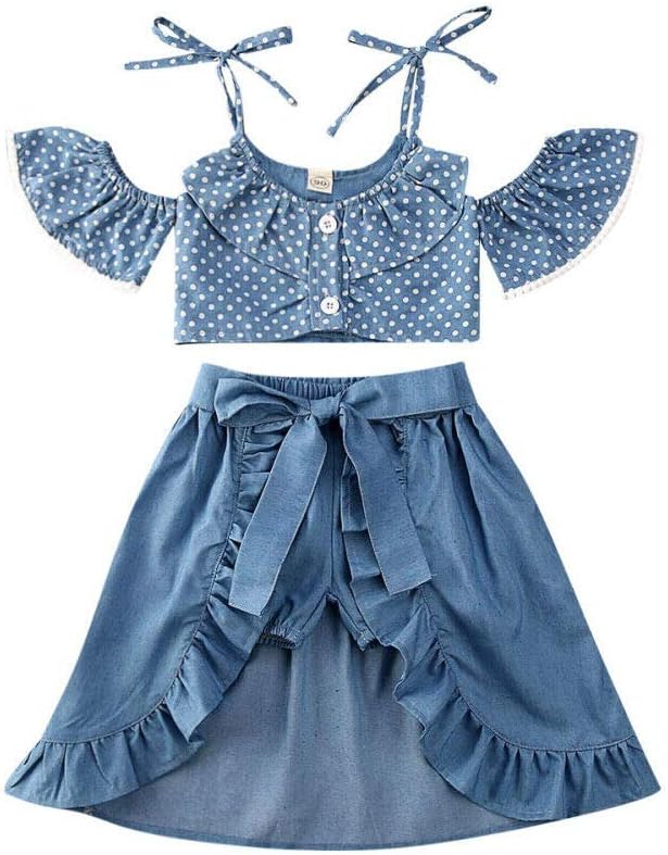 Toddler Kids Baby Girl Floral Outfit Lace Halter Tank Top+Boho Skirt Dress Set Summer Clothes