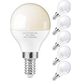 A15 E12 Small Base LED Light Bulbs, 6W Non-dimmable 3000K Warm White 6 Pack | Bright 60W Equivalent 85+ CRI for Ceiling Fan Candelabra Energy Efficient Flicker Free