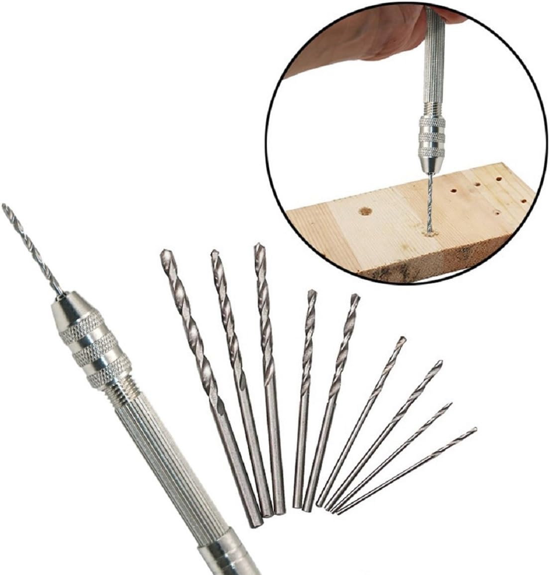 Precision Double Head Pin Vise Model Hand Drill Set with Twist Drill Bits Set by Coerni B
