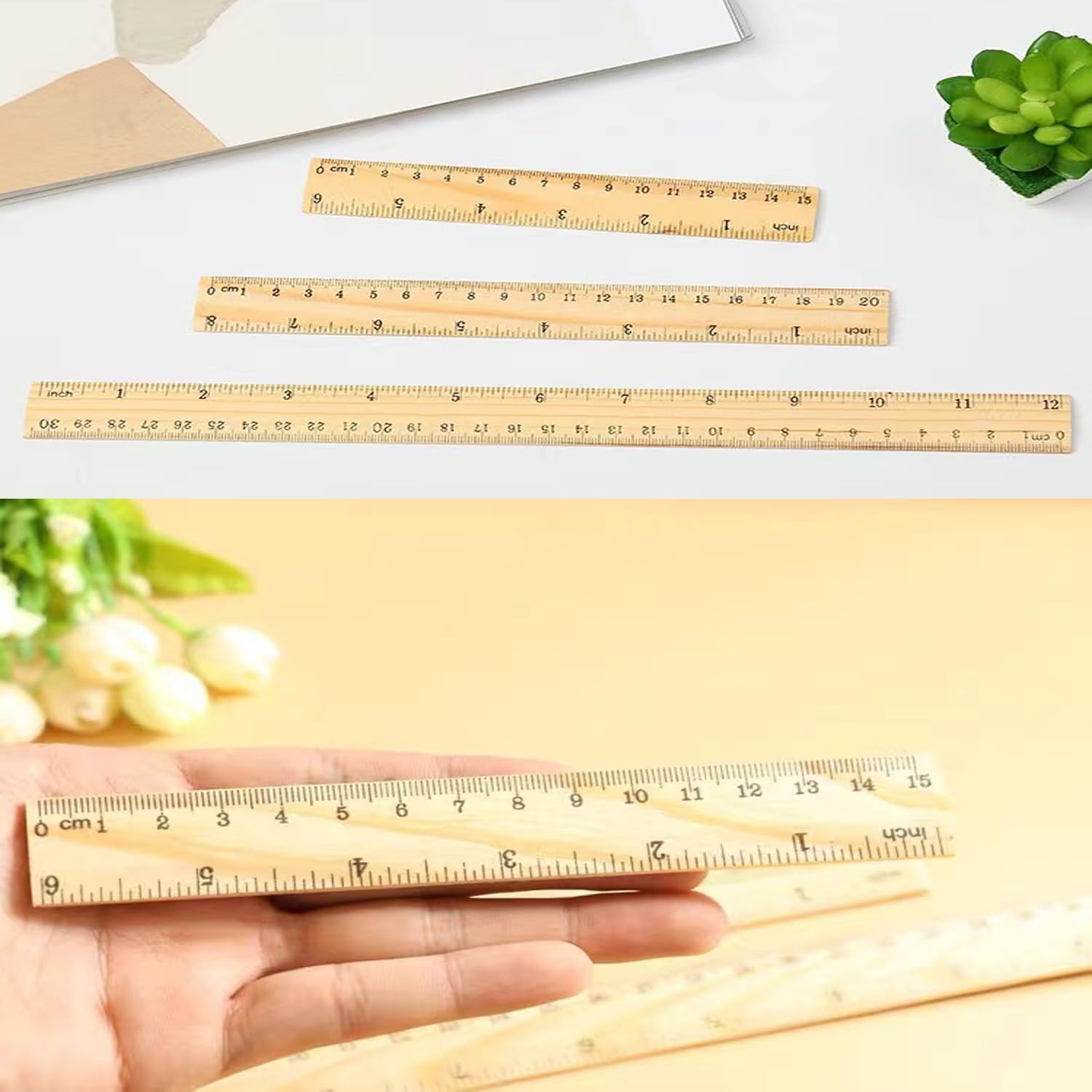 6 Inch Wooden Ruler Mua 3 Pack Wooden Ruler 12 inch 8 inch and 6 inch Wooden Ruler Kit with ...