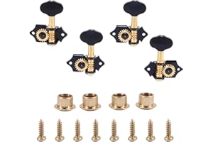 Ogdni 2R2L Black-Plated Tuning Peg Machine Head Tuners For 4 String Ukulele Guitar Bass-Gear Ratio 1:19 Bass Tuning Key Pegs Machine Head Replacement (GC501B)