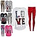 Kids Girls Love Printed Trendy Top & Stylish Fashion Legging Set Age 7-13 Years