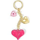 KissYan Bag Charms for Women, Cute Keychain With Colorful Heart Charms, Fashion Key Chain for Handbag Purse Gifts