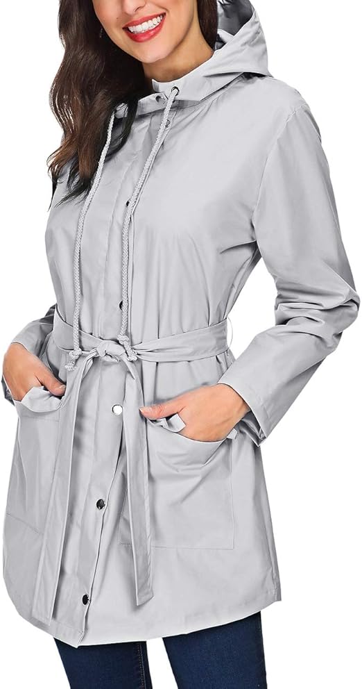 Women's Rain Trenchcoat Waterproof Lightweight Nylon Lined