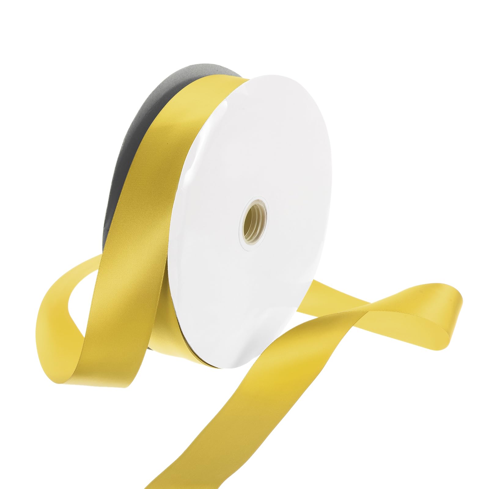 Rebower 38mm Satin Ribbon 91m Thick Double Face Grosgrain Silk Ribbon, [for Gift Wrapping, Hair Bows, Wedding, Cake, Flower] - 100 Yard/300ft/ Gold Yellow