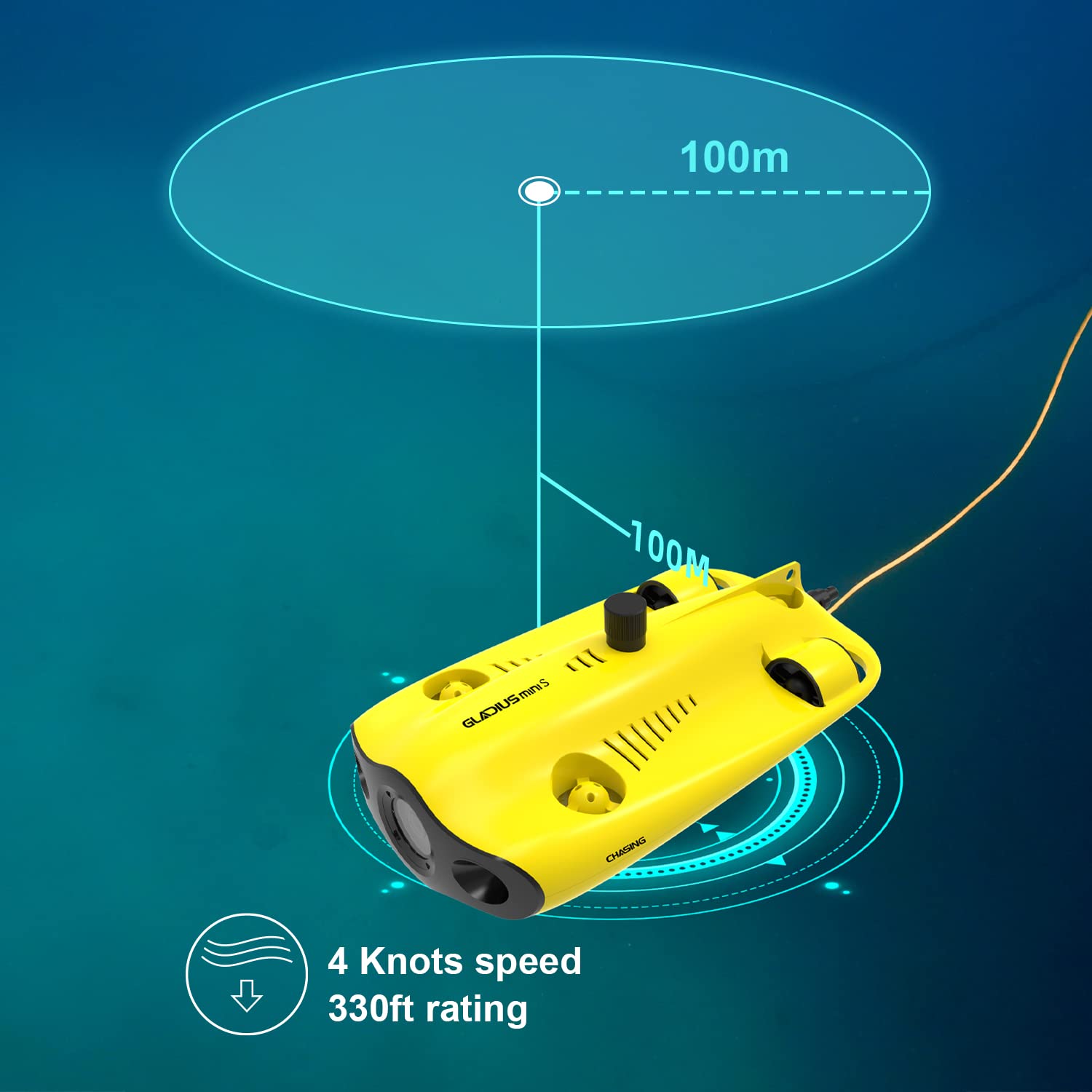 Gladius MINI S Upgraded Professional Underwater Camcorders, with 4k Resolution + EIS Anti-Shake Camera, Remote Control and App Remote Control, Prevent Motor Jams' Patent Technology Dive to 660ft