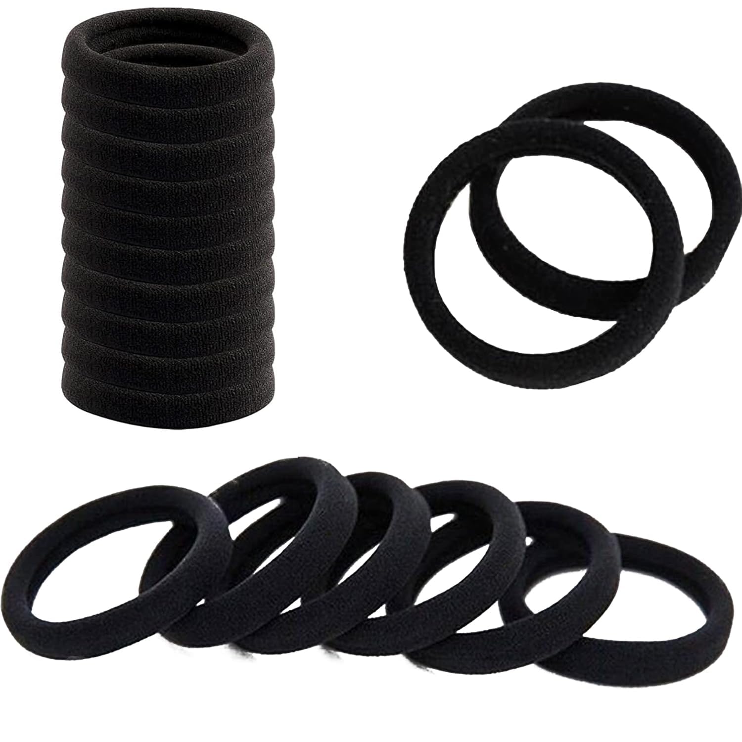 Pack of 50 Hair Bands Black Cotton Metal Free Elastic Hair Bobbles Thick for Women You Can Use the Hair Bands Hair Accessories