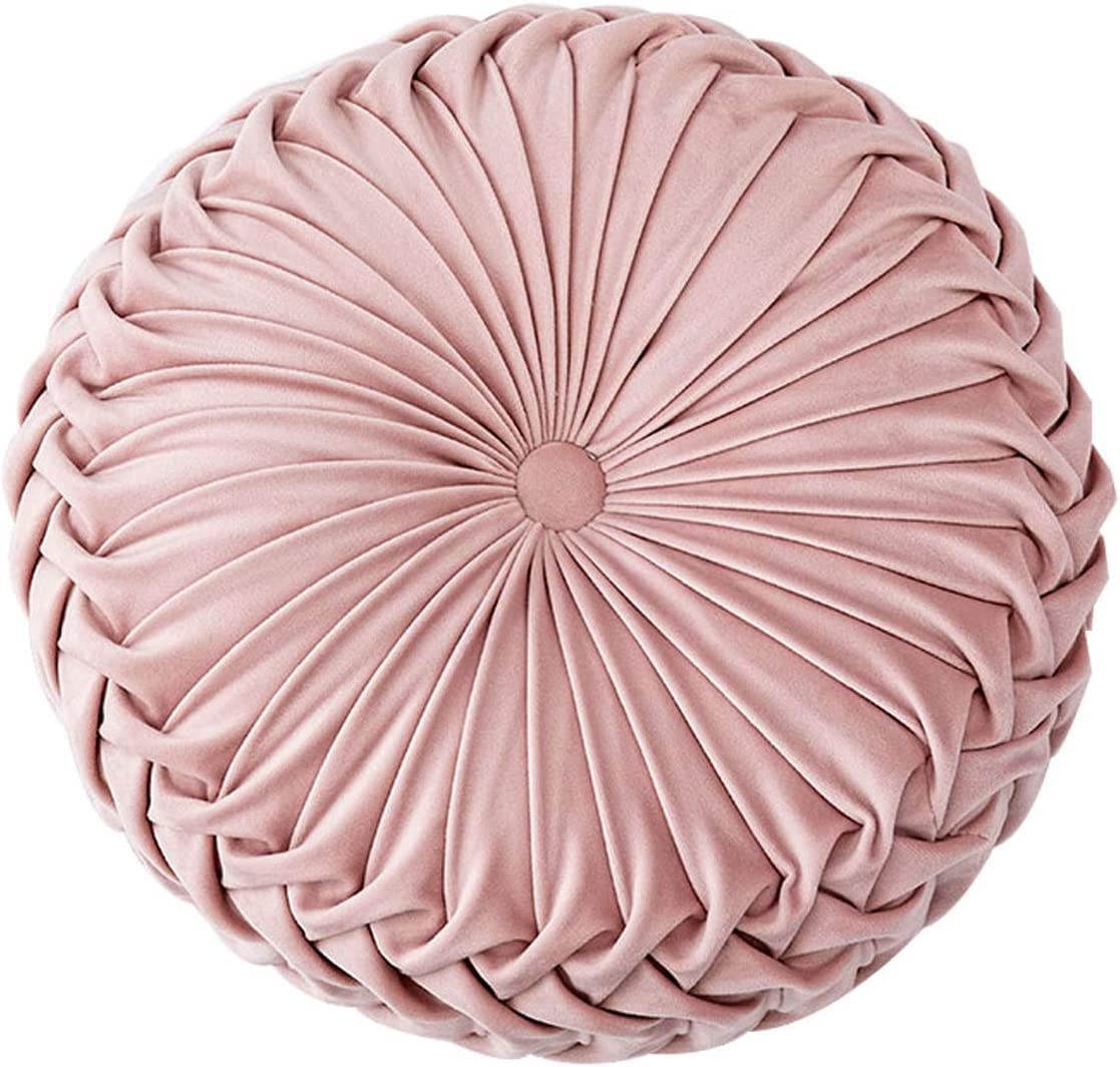 Fouriding Round Throw Pillow for Couch Decorative 15"X15" Pumpkin Round Velvet Cushion for Sofa Bed Chair Floor Car Decorative (Pink) — image 1